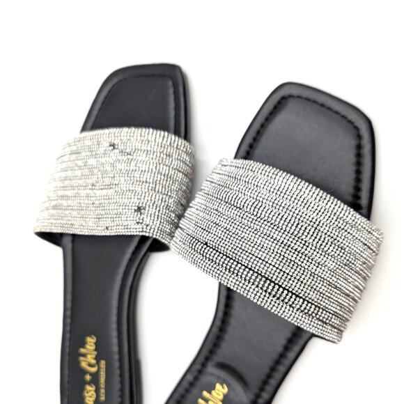 Chase & Chloe Eve 32 Slide Sandals Women's Black/Silver Size US7.5 EU38 - Picture 13 of 13
